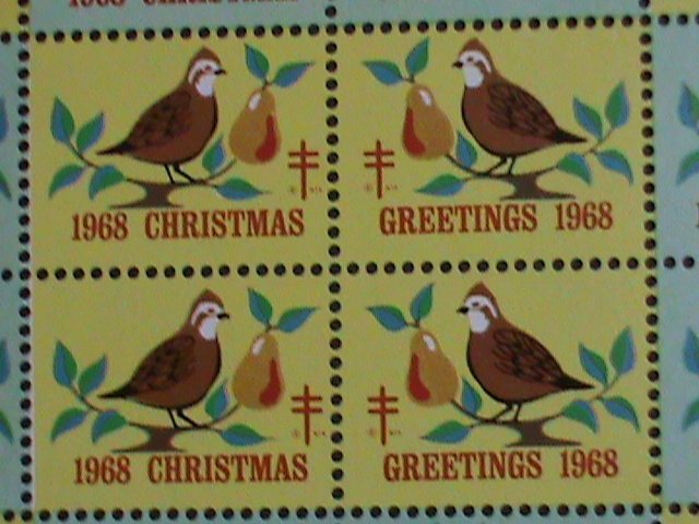 ​UNITED STATES 1968 OVER 53 YEARS-VERY OLD CHRISTMAS SEAL- MNH FULL SHEET- VF
