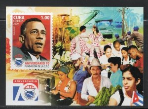 CUBA Sc# 4932  CTC LABOR UNION workers labour SOUVENIR SHEET  2009 MNH mint