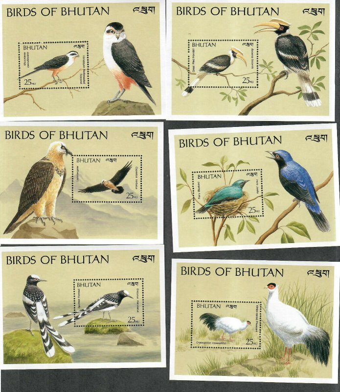 Bhutan Sc#774-785, 786//797 M/NH/VF, 6 Of 12 S/S, Birds, Cv. $54.95