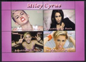 BENIN - 2014 - Miley Cyrus - Perf 4v Sheet - MNH - Private Issue