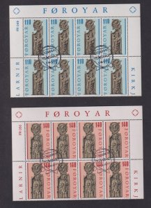 Faroe Islands  #55-58 cancelled  1980   pew gables in blocks of 8   ( 2 scans)