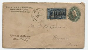 1891 E2 special delivery Grosvenordale CT to Worcester MA [y4359]