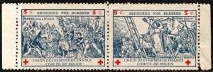 1916 WWI France Charity Stamp Red Cross 5 Centimes Union Women Rouen Committee