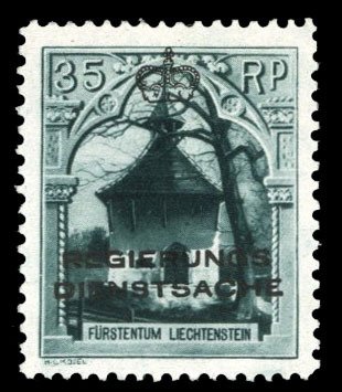 Liechtenstein #O5 Cat$35, 1932 35rp deep green, never hinged