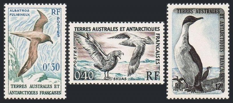 FSAT 12-14,MNH.Michel 14-16. Birds 1959.Sooty Albatross,Skua,King shag.