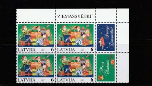 Latvia  Scott#  433-435  MNH Blocks of 4  (1996 Christmas)