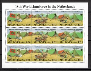 Maldives 1995 MNH Sc 2081a-c sheetlet of 9 (3 strips of 3)