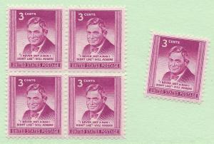 US #975, MNH, Blk/4 + 1