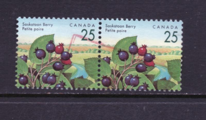 Scott # 1355 used  sheet pair 25 cent  Saskatoon Berry