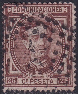 Spain 1876 Sc 225 used rombo de puntos cancel