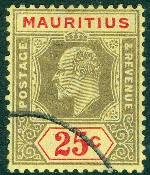 MAURITIUS SG190, 25c black & red/yellow, FINE USED. Cat £12.