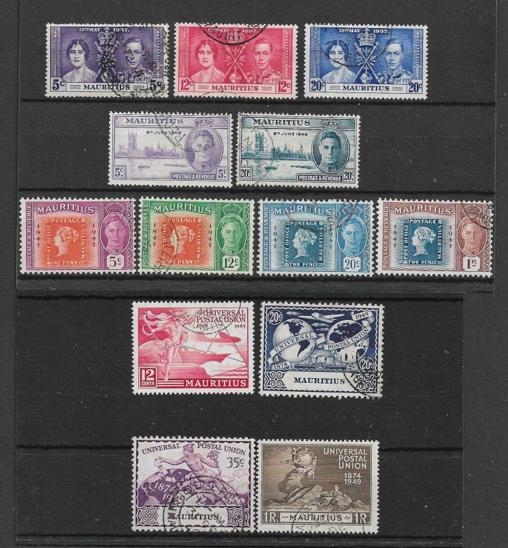 MAURITIUS 1937 - 1949 FINE USED COMMEMORATIVE SETS Cat £15