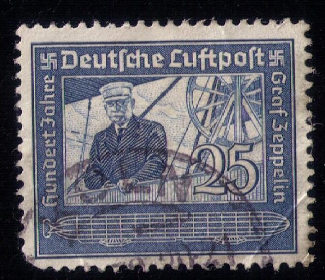 Germany Sc #C59 (1938) Used LuftPost Stamp Graf Von Zeppelin 25 Pf  F-VF