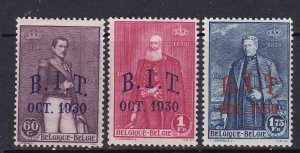 Belgium Scott 222-224, 1930 B.I.T O/P, F/ VF MH