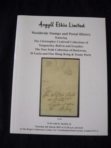 ARGYLL ETKIN AUCTION CATALOGUE 2007 with TANGANYIKA 'CRUTTWELL' HONK KONG 'TODD'