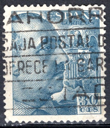 Spain; 1949; Sc. # 695a; Used Single Stamp.  , Perf 13 x 13 1/4