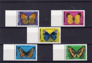 Djibouti 1984 Sc#568/572  Butterflies Set (5) Perforated  MNH