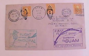 US GUAM FLIGHT COVER BOTH WAYS 1935 CACHETED