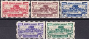 Lebanon #229-33 F-VF  Unused  CV $97.50 (Z5263)