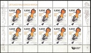 Lithuania 2022 Red Book Birds Hoopoe Sheet MNH