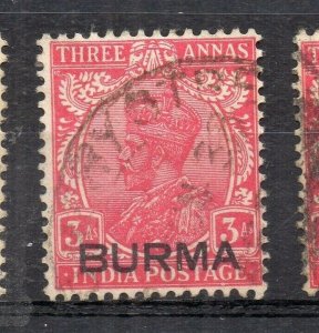 Burma 1937 Early Issue Fine Used 3a. Optd NW-167063