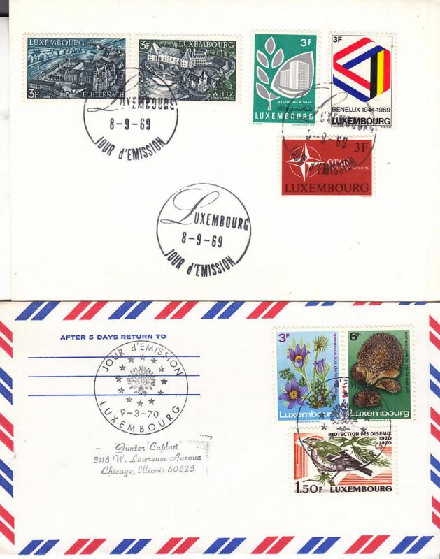 Luxembourg Two Uncacheted FDC 1970