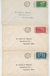 1925 FDC LEXINGTON CONCORD REVOLUTION 617-619 ROBERT EDGERLY SET OF 3 CAMBRIDGE