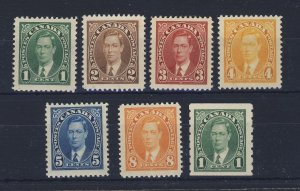 7x Canada George VI Stamps;  #231 to #236 #238-1c Coil Guide Value = $25.00