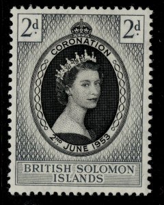 BRITISH SOLOMON ISLANDS QEII SG81, 2d 1953 CORONATION, M MINT.