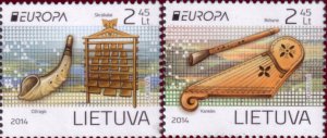 Lithuania 2014 MNH Stamps Scott 1025-1026 Europa CEPT Music Musical Instruments