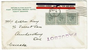 Bahamas 1937 Miami, FL cancel on cover to U.S., paquebot h/s, airmail in U.S.