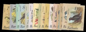 Barbados #495-511 Cat$39.70, 1978-81 Birds, complete set, never hinged