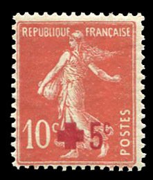 France, 1900-1950 #B1 (YT 146) Cat€7.50, 1914 Red Cross, never hinged