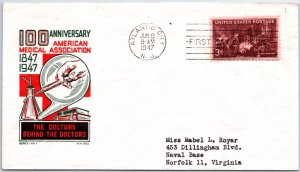 US FIRST DAY COVER 100th ANNIVERSARY THE AMERICAN MEDICAL ASSOCIATION KEN BOLL