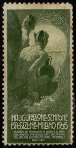 1906 Italy Poster Stamp Inauguration Simplon Milan Exposition Industry Land Sea