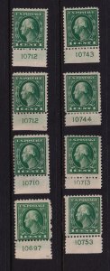 1917 Washington 1c Sc 498 MH/NH lot of plate number singles Hebert CV $24 (L10