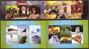 Congo 2011 Monkeys Seals Wolves Fox 4 sh. MNH Cinderella {s037}