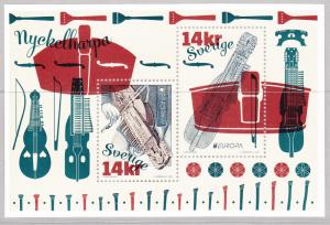 Sweden 2014 MNH Souvenir sheet of 2 14k Nyckelharpa Musical Instruments EUROPA