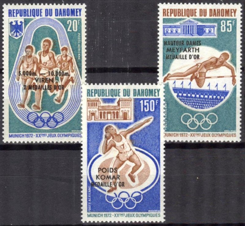 Dahomey 1972 Olympics Games Munich Winners Mi.499/501 MNH