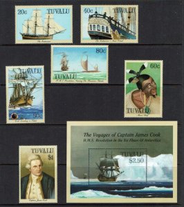 Tuvalu: 1988 Bicentenary Captain Cook's First Landing Tuvalu,  MNH set.