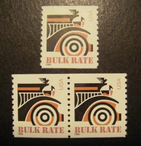 Scott 2905, 10 cent Automobile, Pair & Single, MNH Coil Beauties