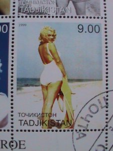 ​TAJIKISTAN 1999-BEAUTIFUL SEXY MOVIE STAR-MARILYN MONROE-CTO- SHEET VERY FINE