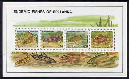 Sri Lanka 1990 Endemic Fish of Sri Lanka m/sheet containi...