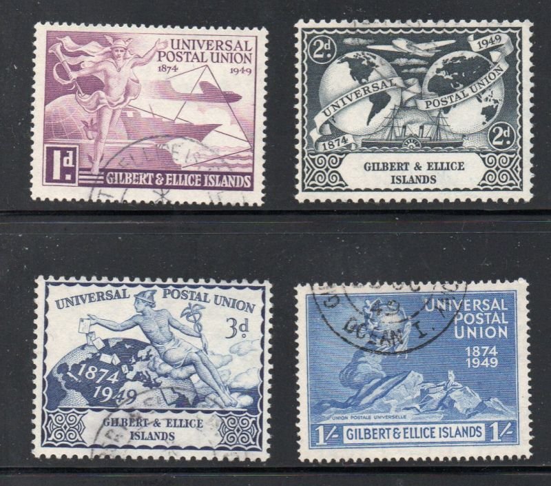 Gilbert & Ellice Islands Sc 56-9 1949 UPU stamp set used