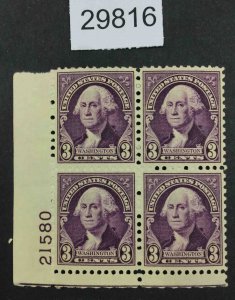 US STAMPS  #720 MINT OG NH PLATE BLOCK LOT #29816