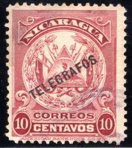 RH135, H135, Type 37, 10c crimson, Nicaragua Telegraph Stamp