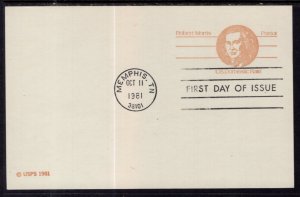 US UX92 Robert Morris Postal Card U/A FDC