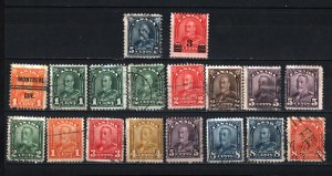 CANADA 1928-1932 KING GEORGE V SET OF 18 STAMPS USED/HINGED