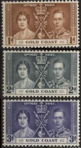 Gold Coast 112-114 (mnh full set of 3) coronation issue (1937)