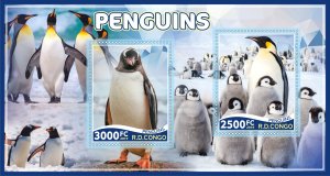 Stamps. Fauna. Penguins  2019 year 1+1 sheets perforated